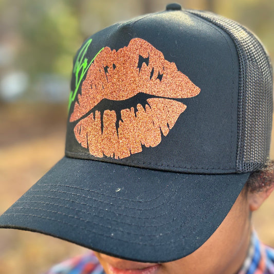 Black n Orange "Kiss Mark" Trucker